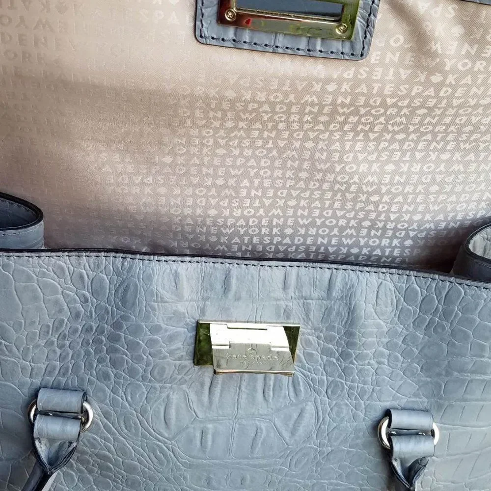 Kate Spade Gray Leather Faux Croc Orchard Valley Sinclair Handbag